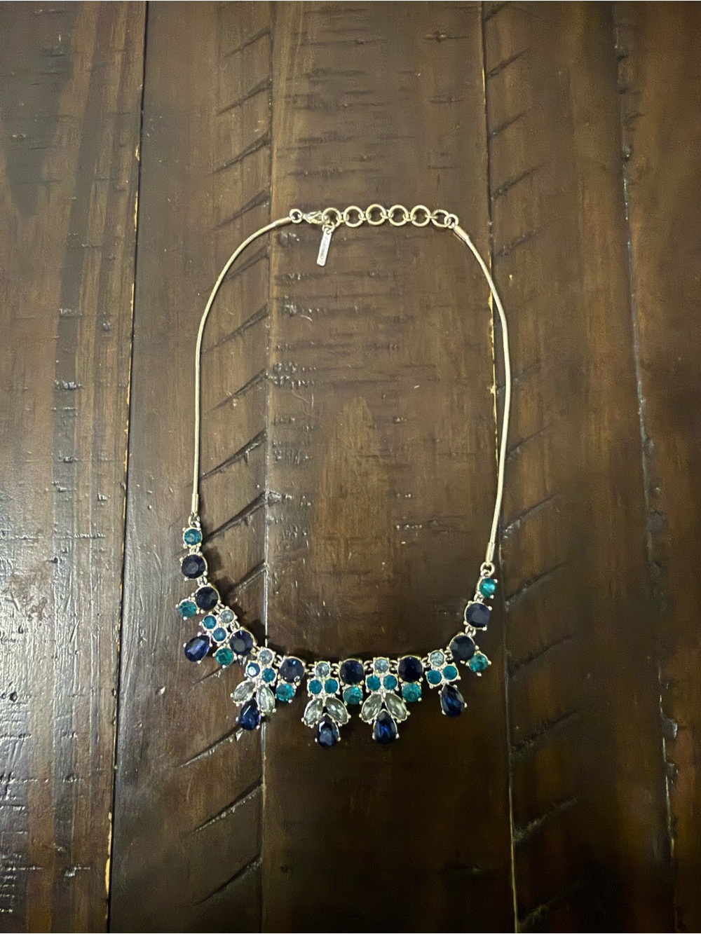 Nine West Gold-Tone Necklace with Blue and Teal Stones